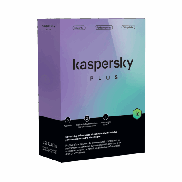 Kaspersky Plus – 3 Postes – 1 An